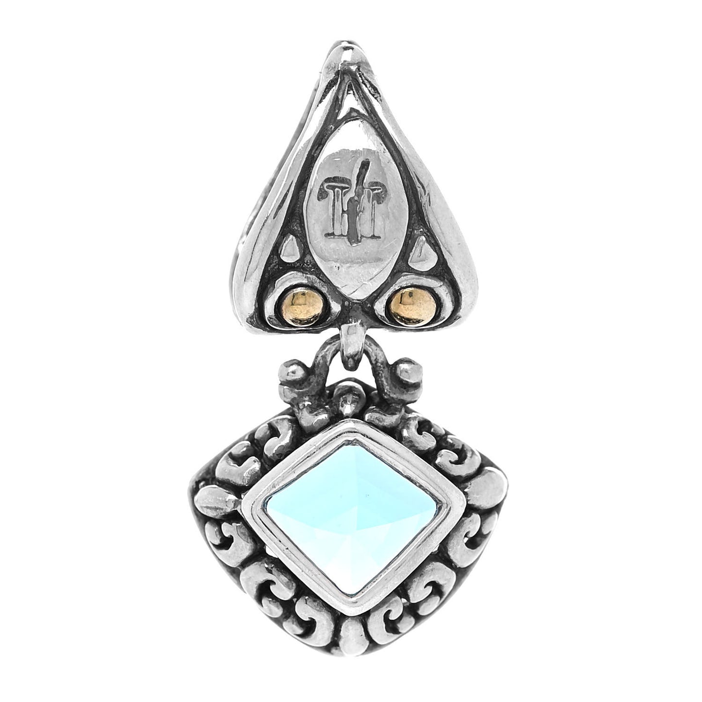 Sterling Silver 18K Yellow Gold Blue Topaz Pendant