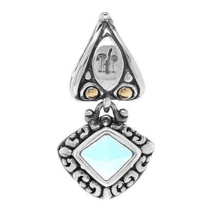 John Hardy Sterling Silver 18K Yellow Gold Blue Topaz Pendant 3 of 4