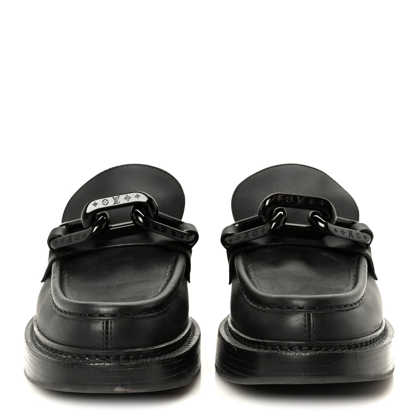 Calfskin Oversized Chain Academy Loafers 40 Black