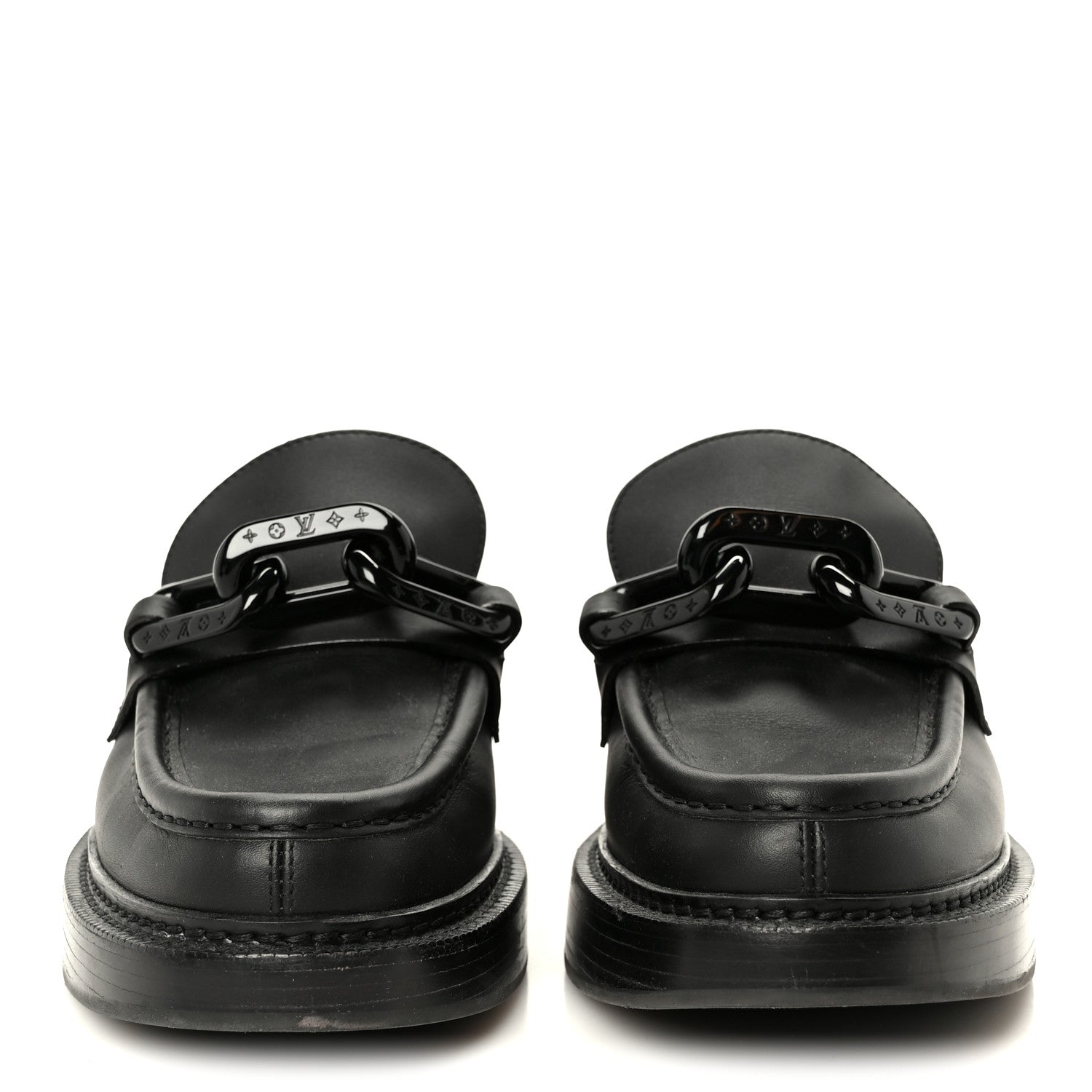 Louis Vuitton Calfskin Oversized Chain Academy Loafers 40 Black 3 of 9