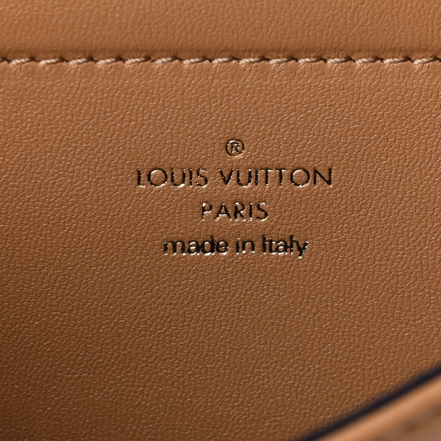 Lambskin Embossed Monogram Pochette Coussin Camel