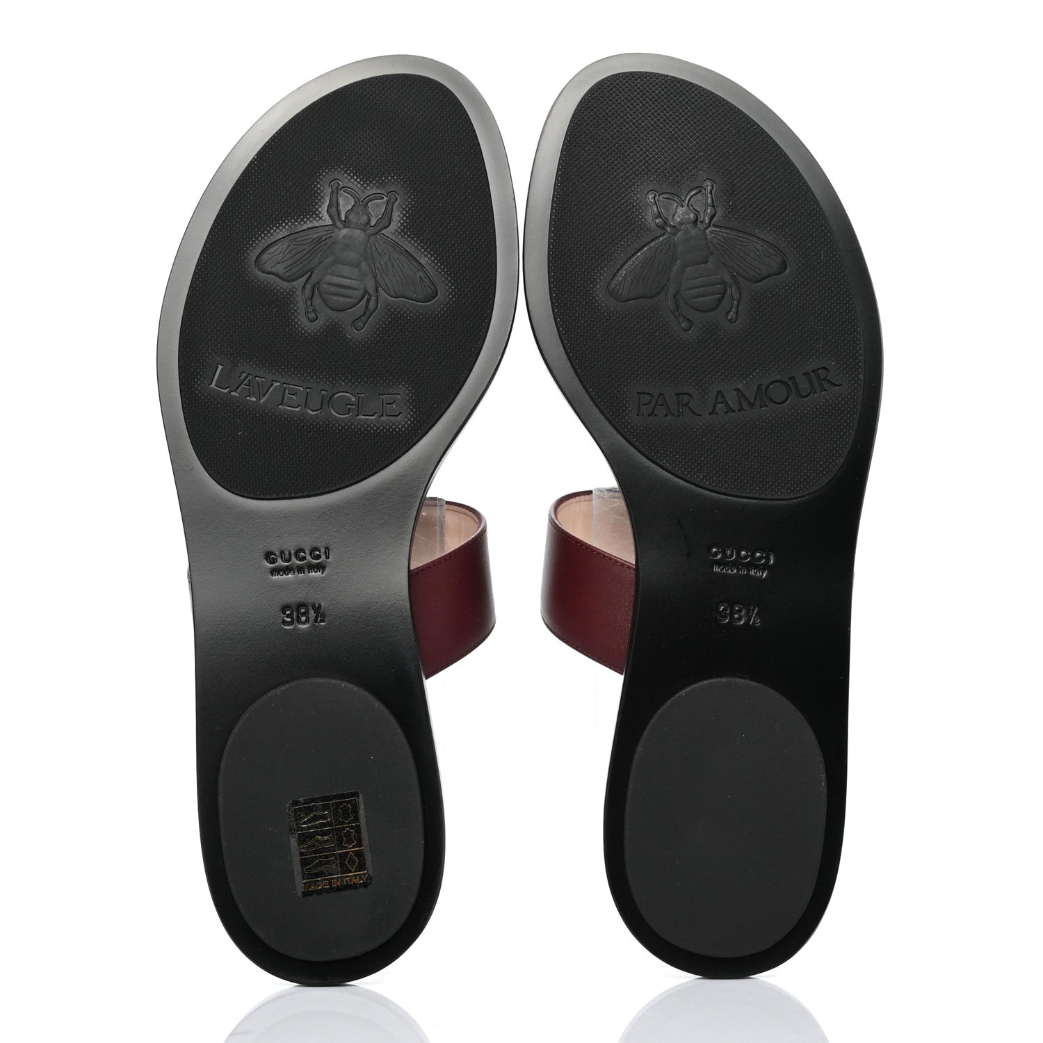 Gucci Calfskin GG Marmont Thong Sandals 38.5 Vintage Bordeaux 5 of 7