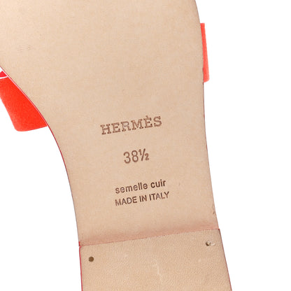 Hermes Suede Goatskin Oran Sandals 38.5 38.5 Rouge Vif 6 of 9