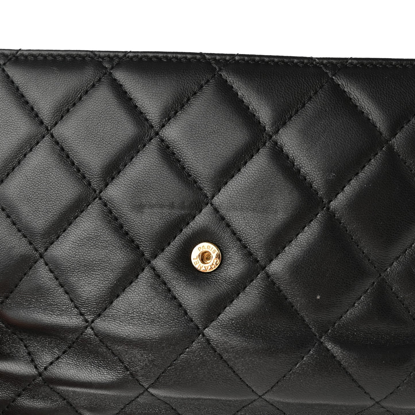 Lambskin Quilted Large Flap Wallet Black