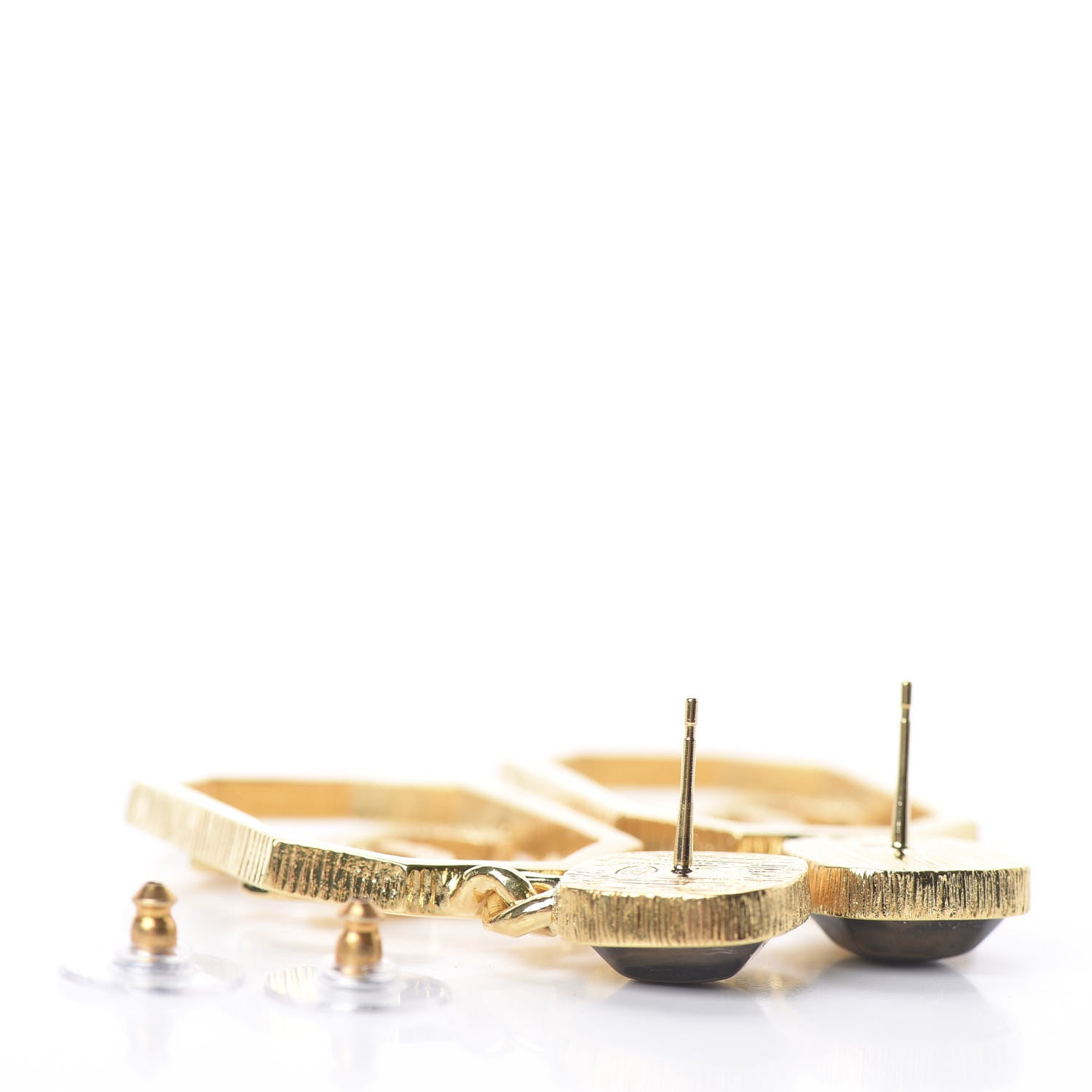 Chanel Metal Natural Stones CC Earrings Gold Blue 3 of 4