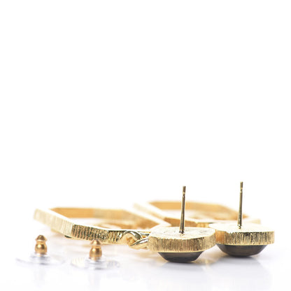 Chanel Metal Natural Stones CC Earrings Gold Blue 3 of 4