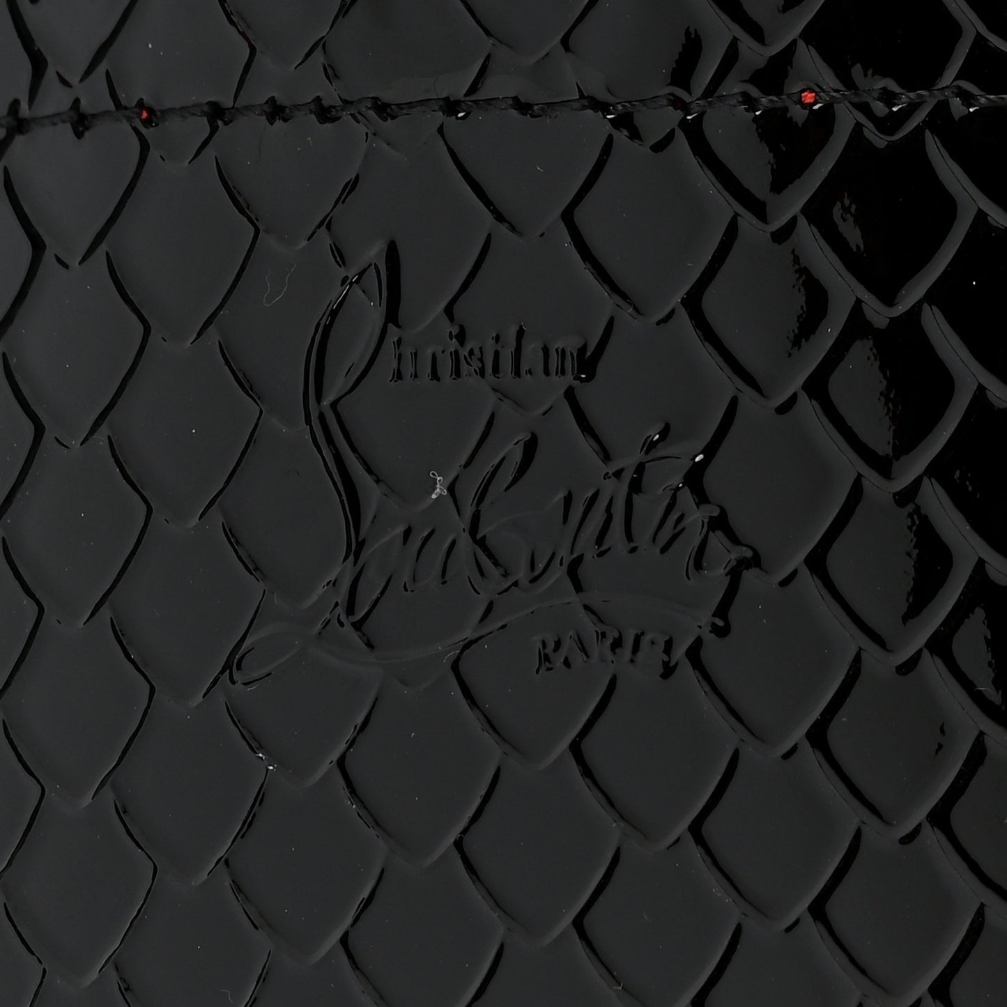 Patent Snakeskin Embossed Spiked Mini Cabarock Shopper Tote Black