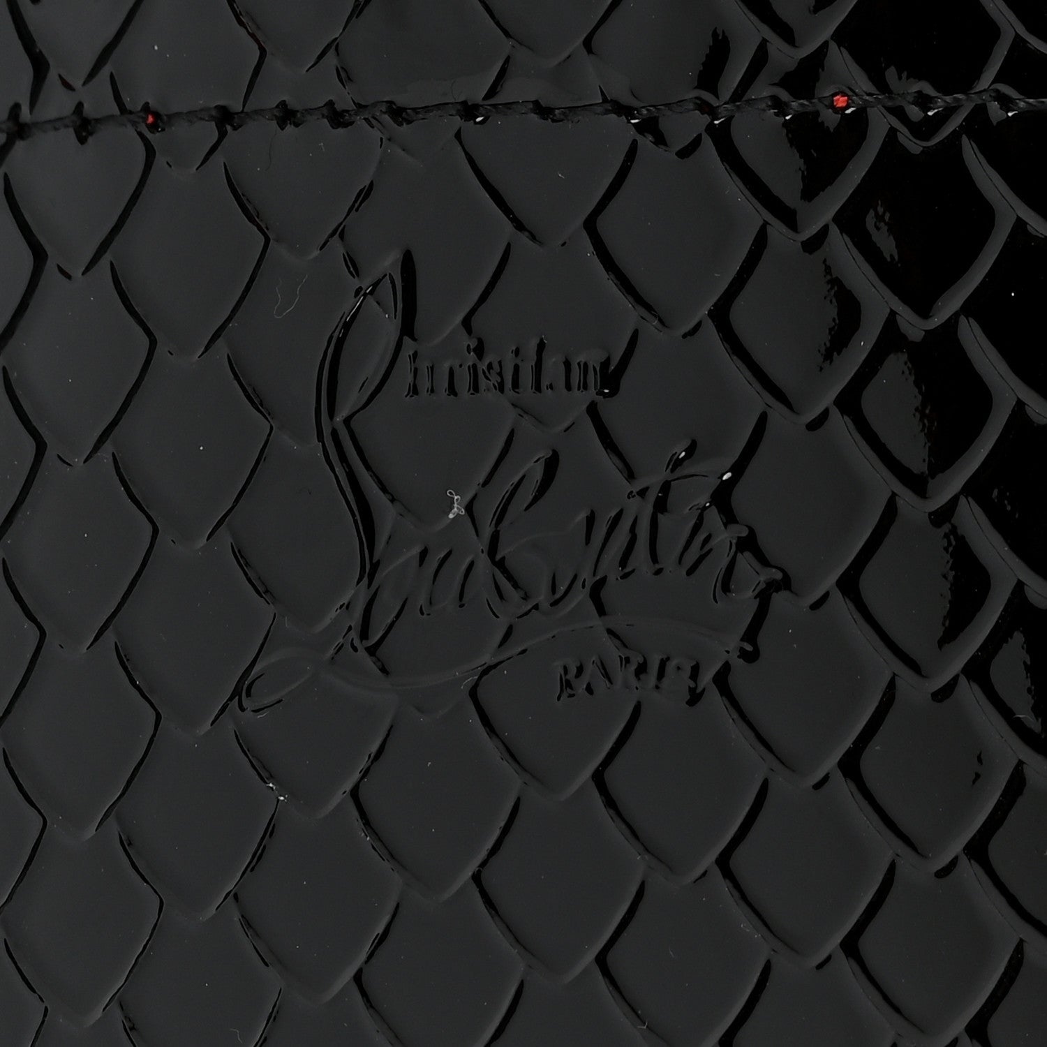 Christian Louboutin Patent Snakeskin Embossed Spiked Mini Cabarock Shopper Tote Black 6 of 12