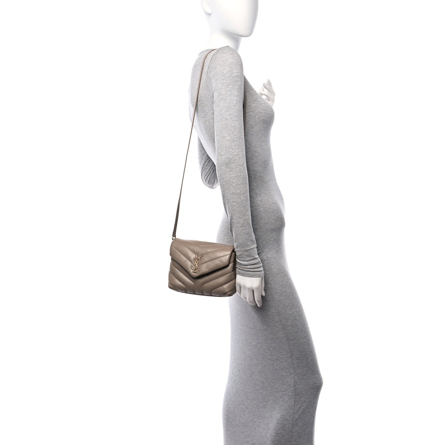 Calfskin Y Quilted Monogram Toy Loulou Crossbody Bag Taupe