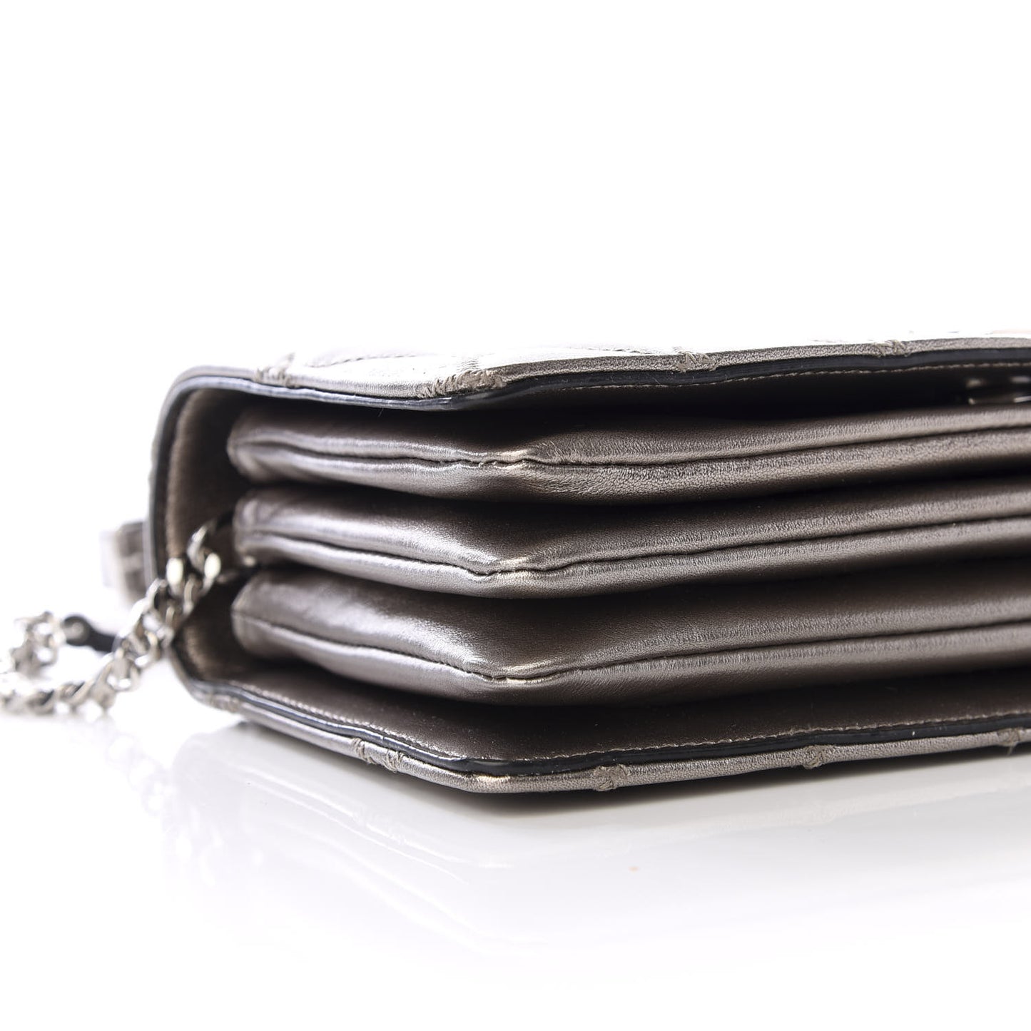 Metallic Lambskin Diamond Quilted Monogram Angie Chain Bag Pimbo
