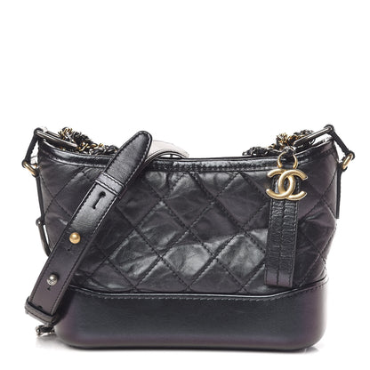 Chanel Iridescent Aged Calfskin Quilted Small Gabrielle Hobo Black 1 of 13