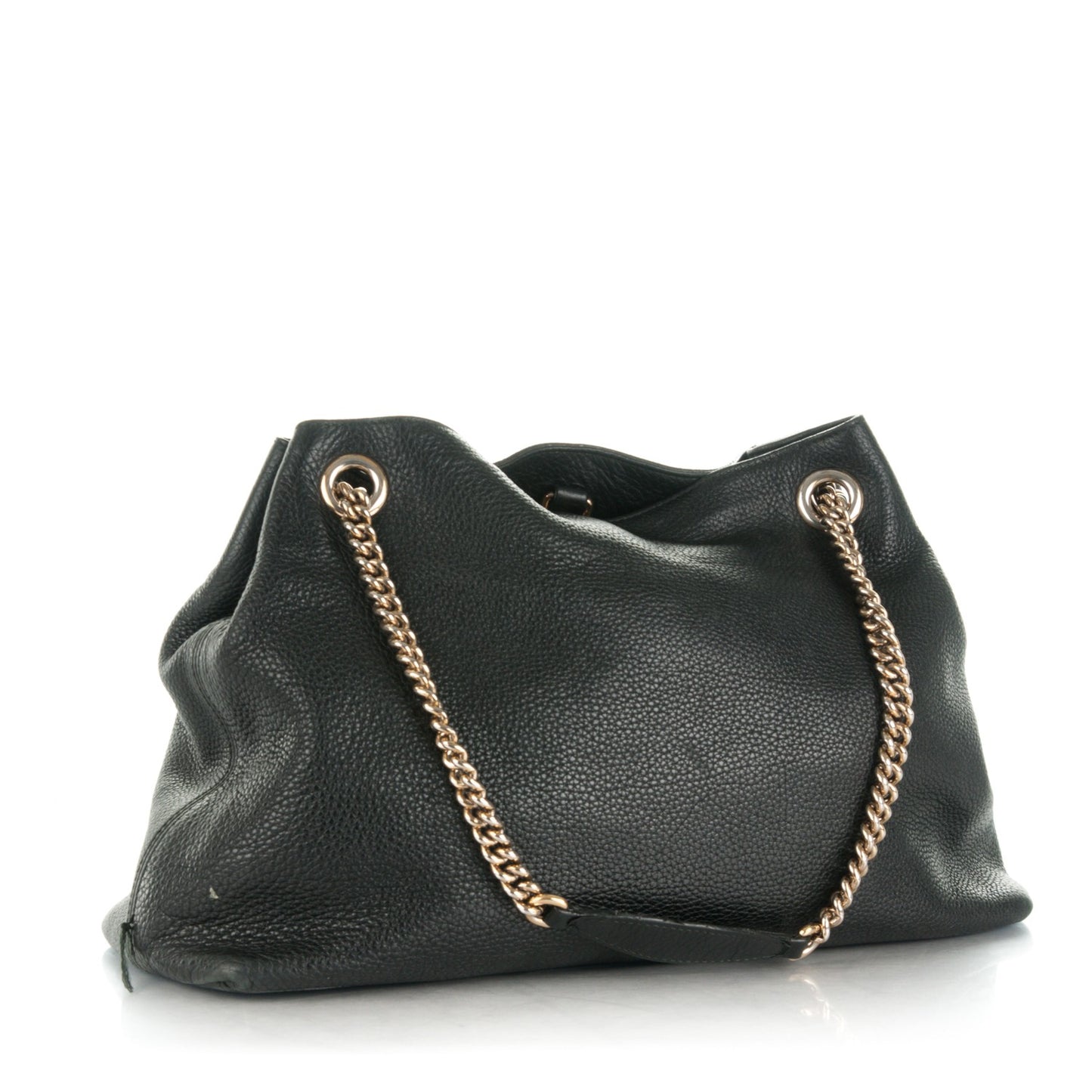 Pebbled Calfskin Medium Soho Chain Shoulder Bag Black
