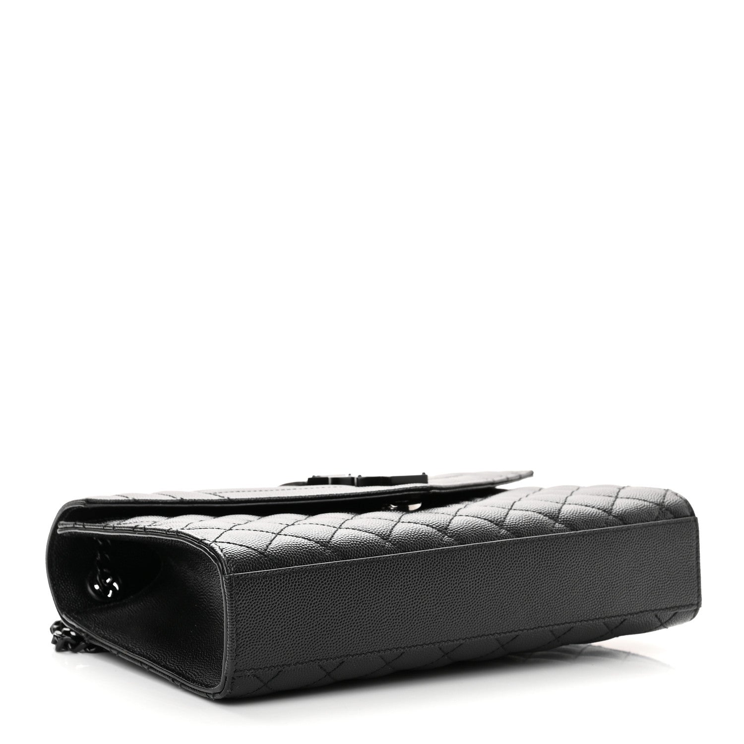 Saint Laurent Grain De Poudre Textured Mixed Matelasse Triquilt Medium Monogram Satchel Black 4 of 9