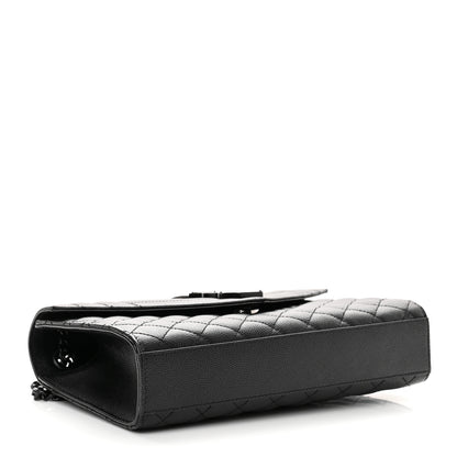 Saint Laurent Grain De Poudre Textured Mixed Matelasse Triquilt Medium Monogram Satchel Black 4 of 9