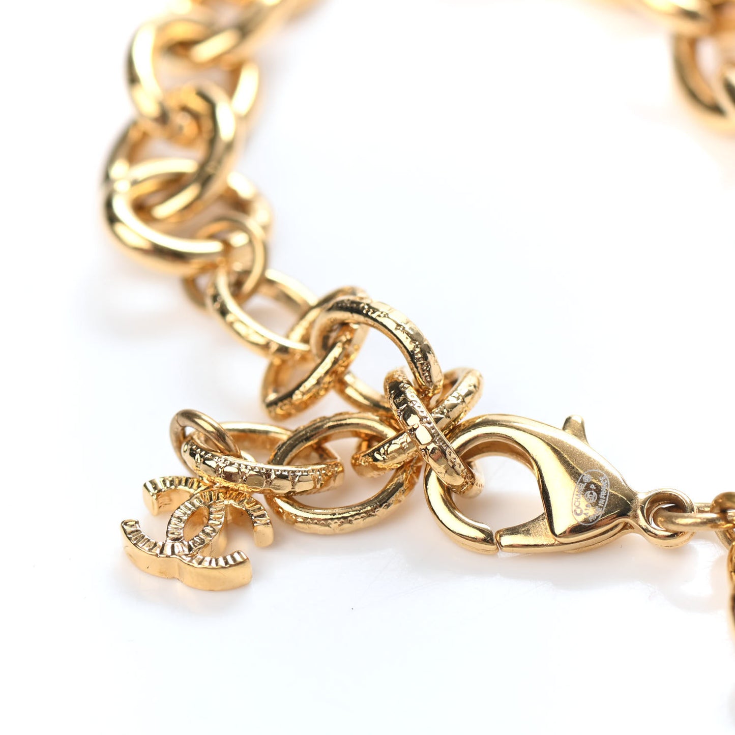 CC Charm Bracelet Gold Beige Navy