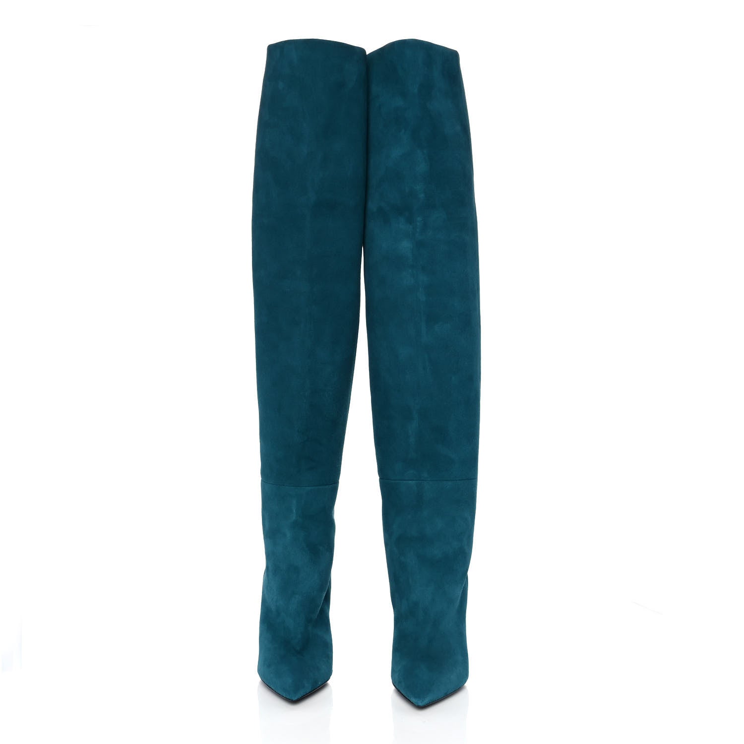 Saint Laurent Suede Niki 105 Thigh High Boots 36.5 Petrol Blue 2 of 6