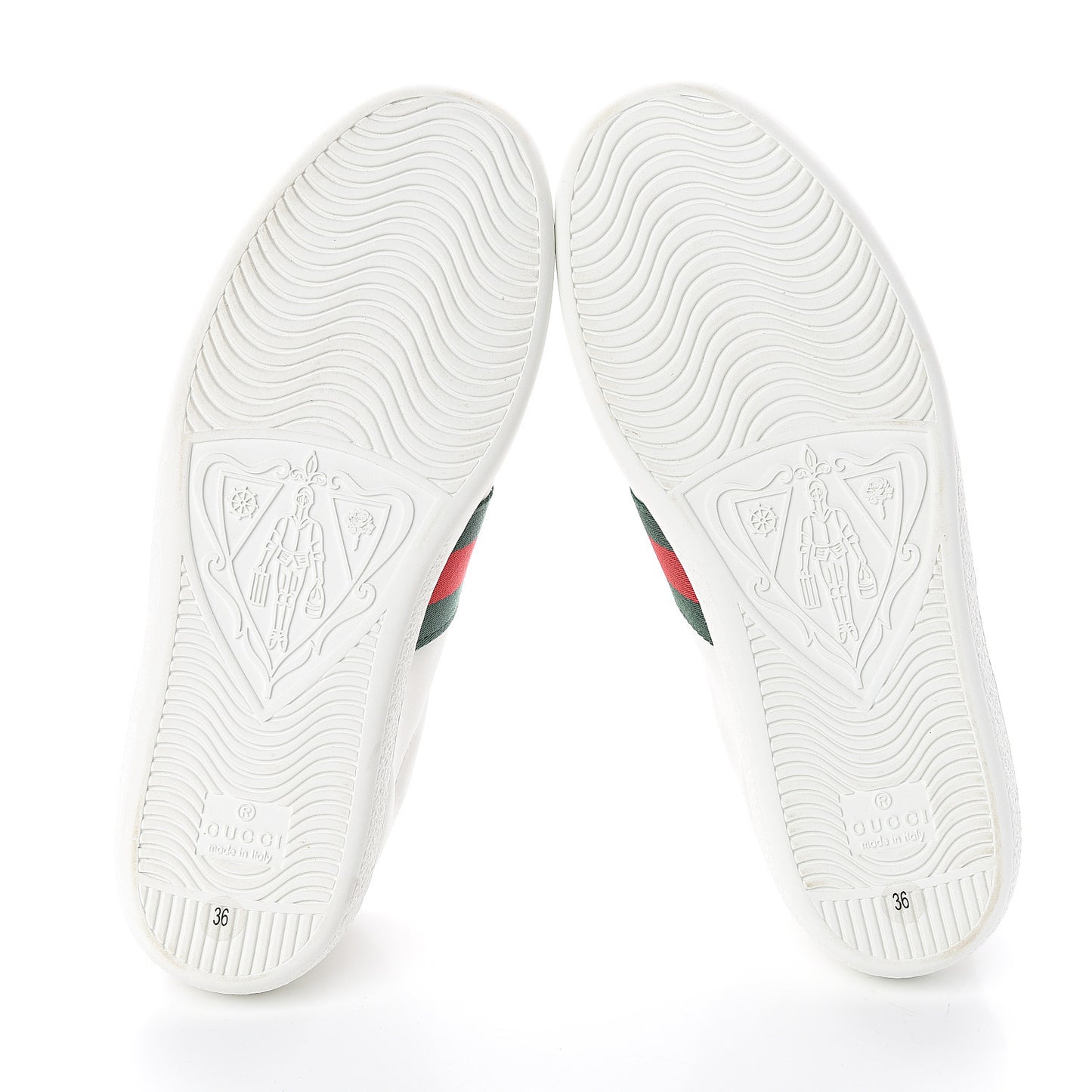Calfskin Web Bee Embroidered Womens Ace Sneakers 36 White Green