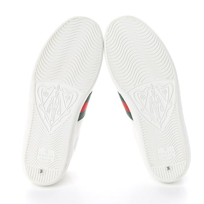 Gucci Calfskin Web Bee Embroidered Womens Ace Sneakers 36 White Green 5 of 7