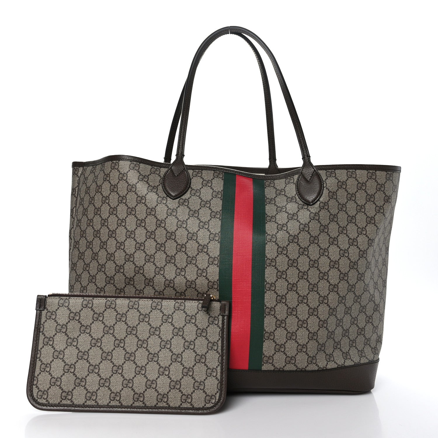 Gucci GG Supreme Monogram Textured Dollar Calfskin Web Large Ophidia Tote Beige Ebony New Acero 3 of 13