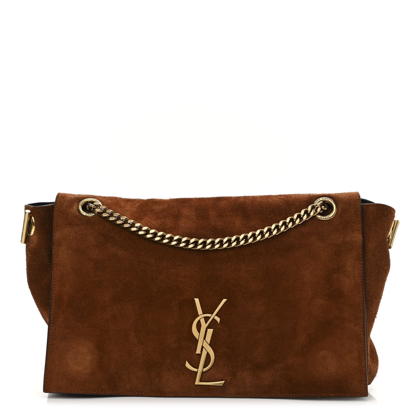 Calfskin Crocodile Embossed Suede Medium Reversible Monogram Kate Satchel Military Taupe