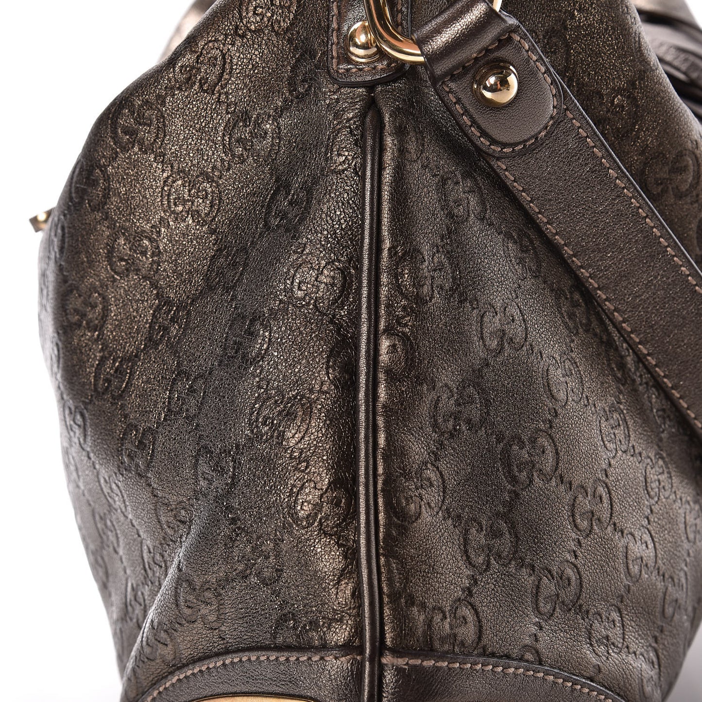Metallic Guccissima Large Indy Top Handle Hobo Pewter