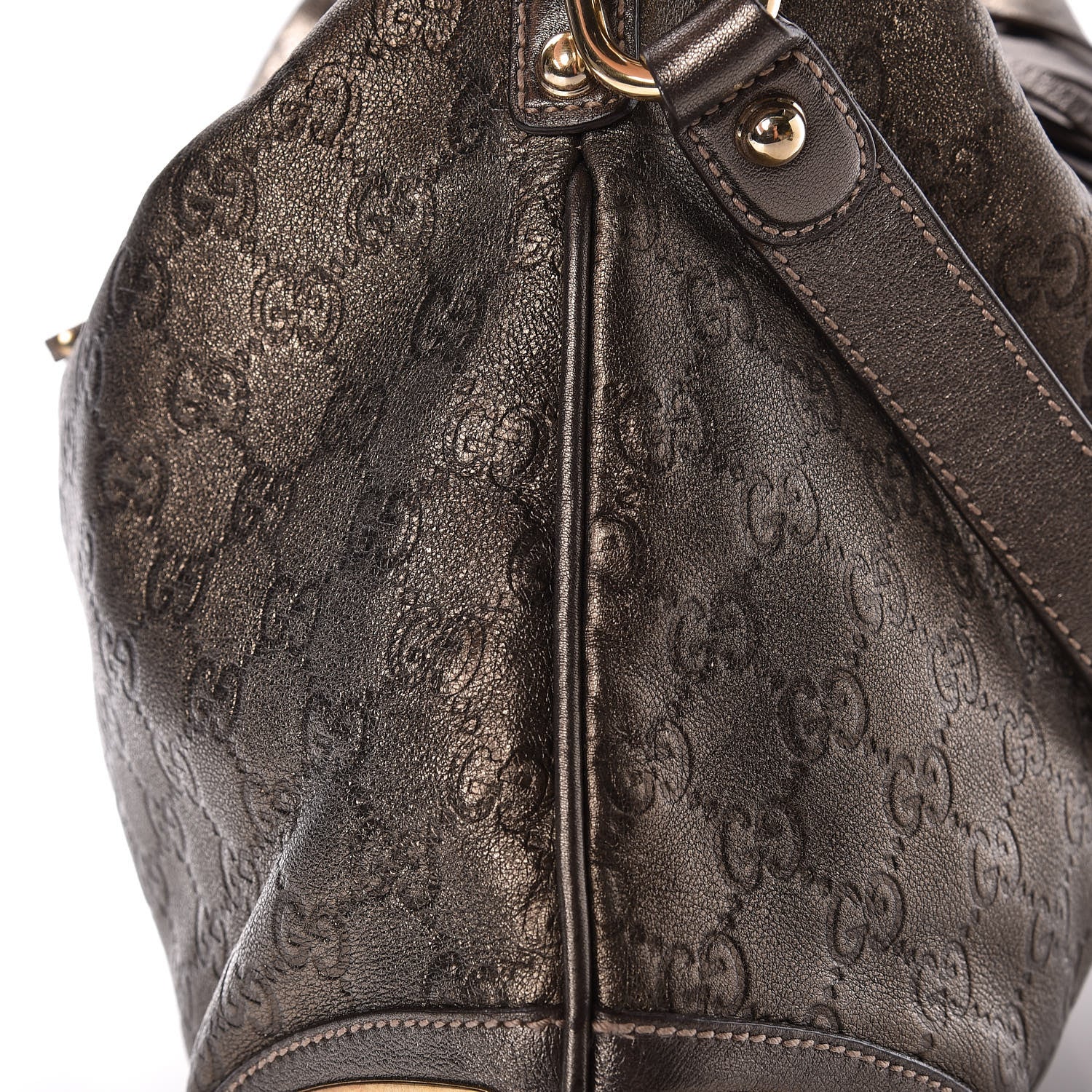 Gucci Metallic Guccissima Large Indy Top Handle Hobo Pewter 21 of 25