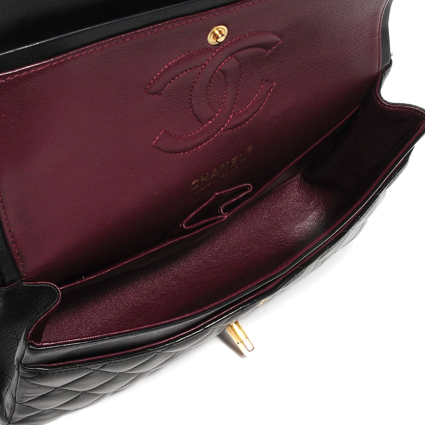 Lambskin Quilted Medium Double Flap Black