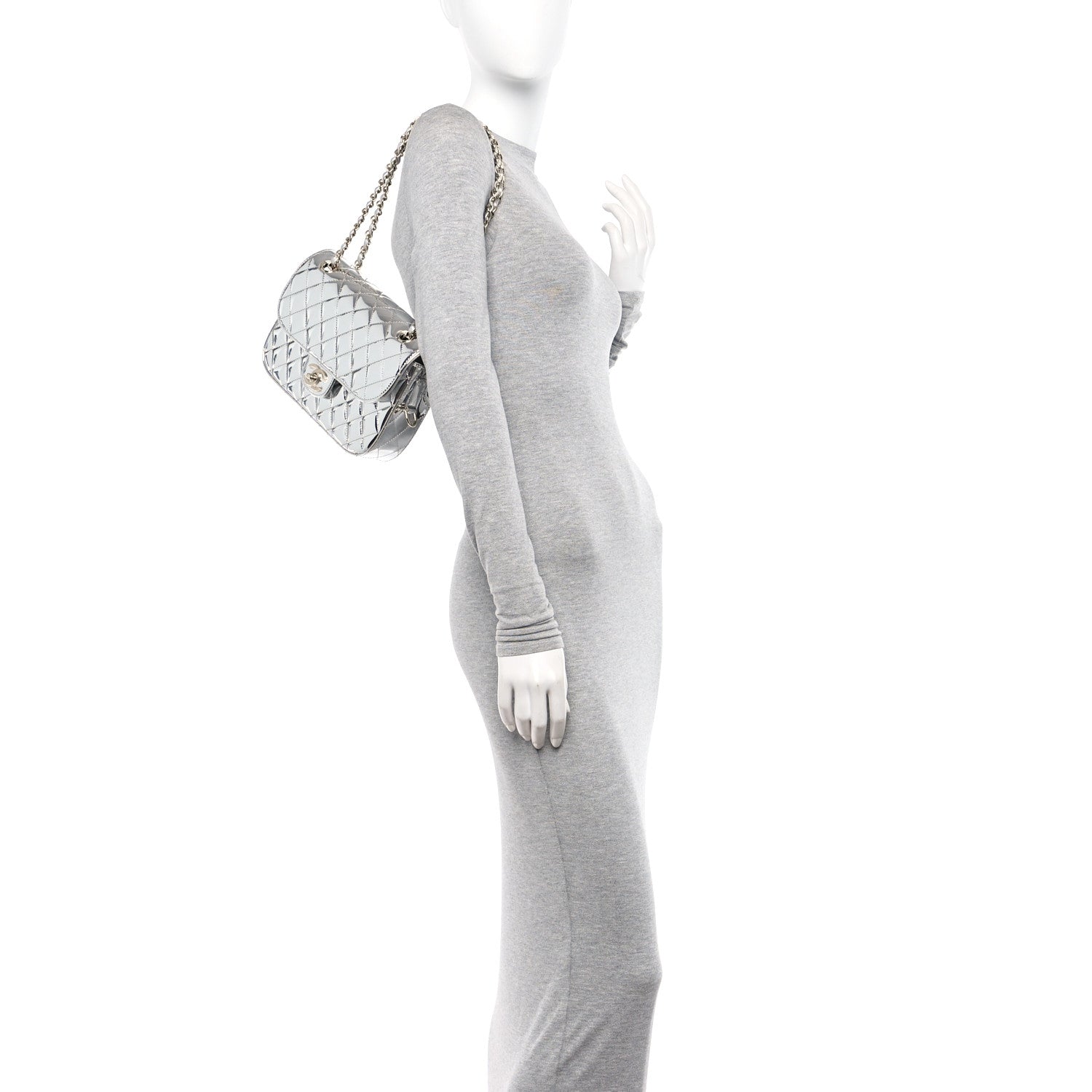 Chanel Mirror Calfskin Metallic Calfskin Medium Hollywood Boulevard Flap With Star Coin Purse Silvery 2 of 11