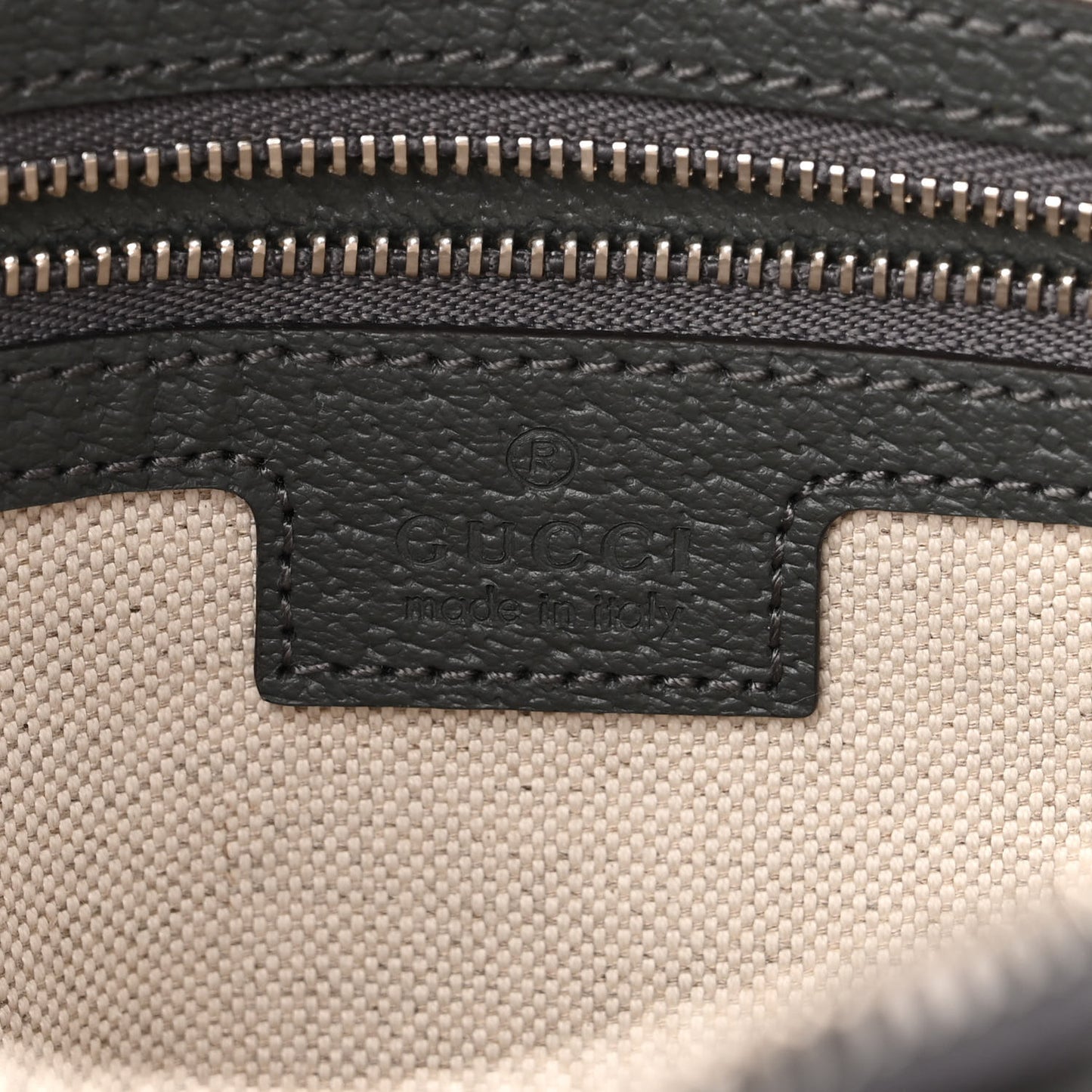 GG Supreme Monogram Textured Dollar Calfskin Web Ophidia Wristlet Shoulder Bag Grey Black Graphite Grey