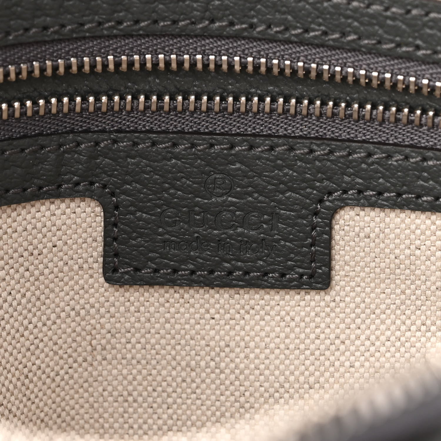 Gucci GG Supreme Monogram Textured Dollar Calfskin Web Ophidia Wristlet Shoulder Bag Grey Black Graphite Grey 6 of 9