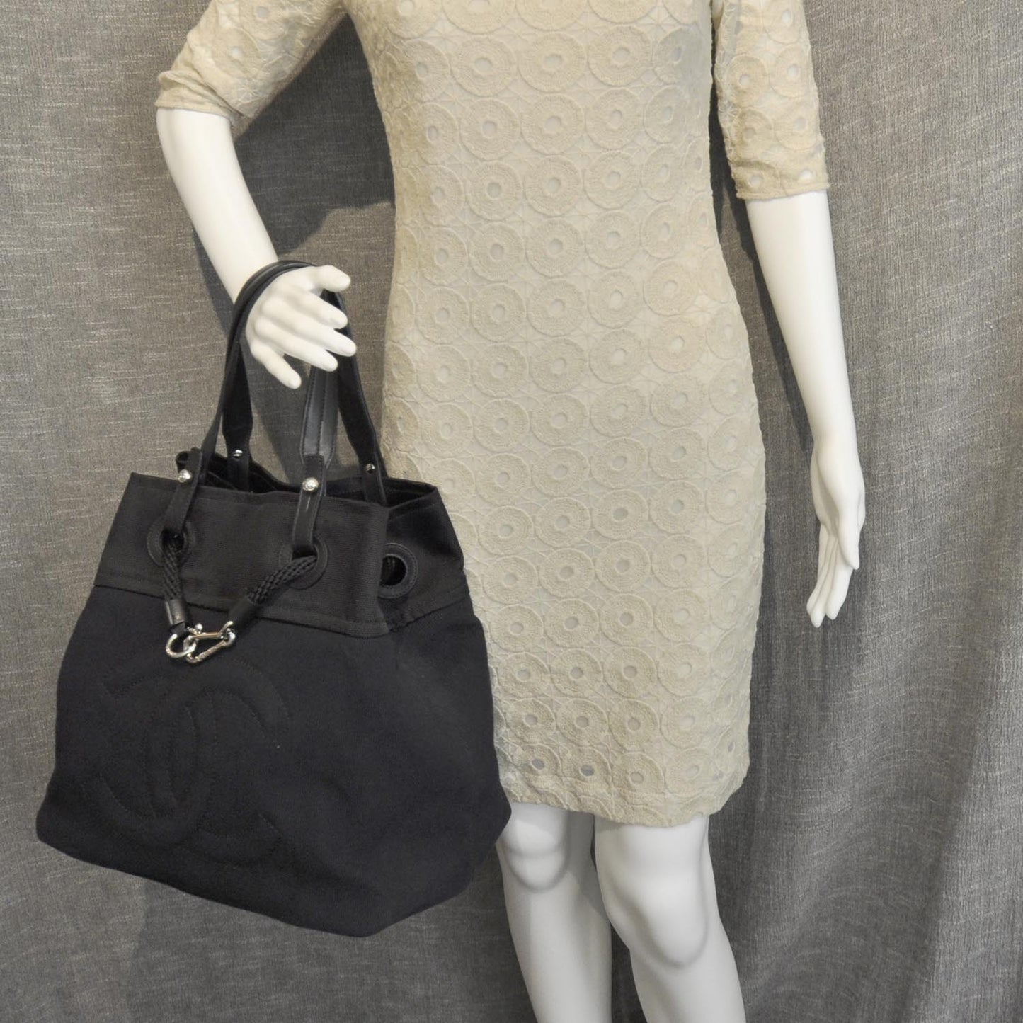 Canvas Drawstring CC Hobo Black