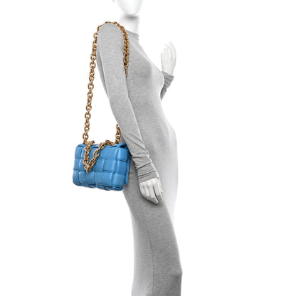 Bottega Veneta Lambskin Maxi Intrecciato Padded Chain Cassette Crossbody Bag Swimming Pool 2 of 12