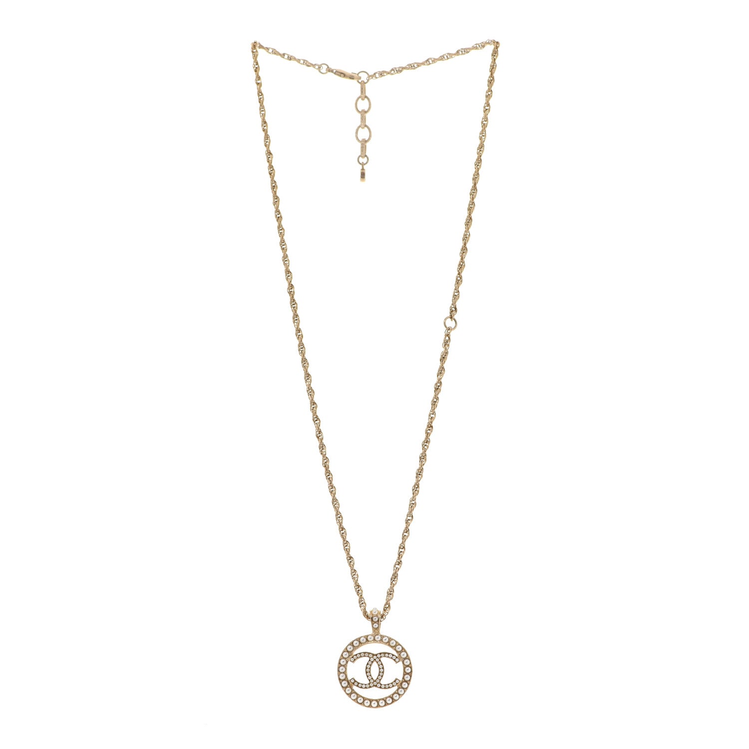 Chanel Pearl CC Round Pendant Necklace Gold 3 of 5