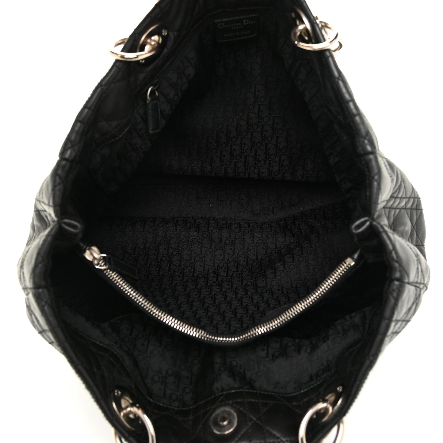Lambskin Cannage Large Dior Soft Shopping Tote Black