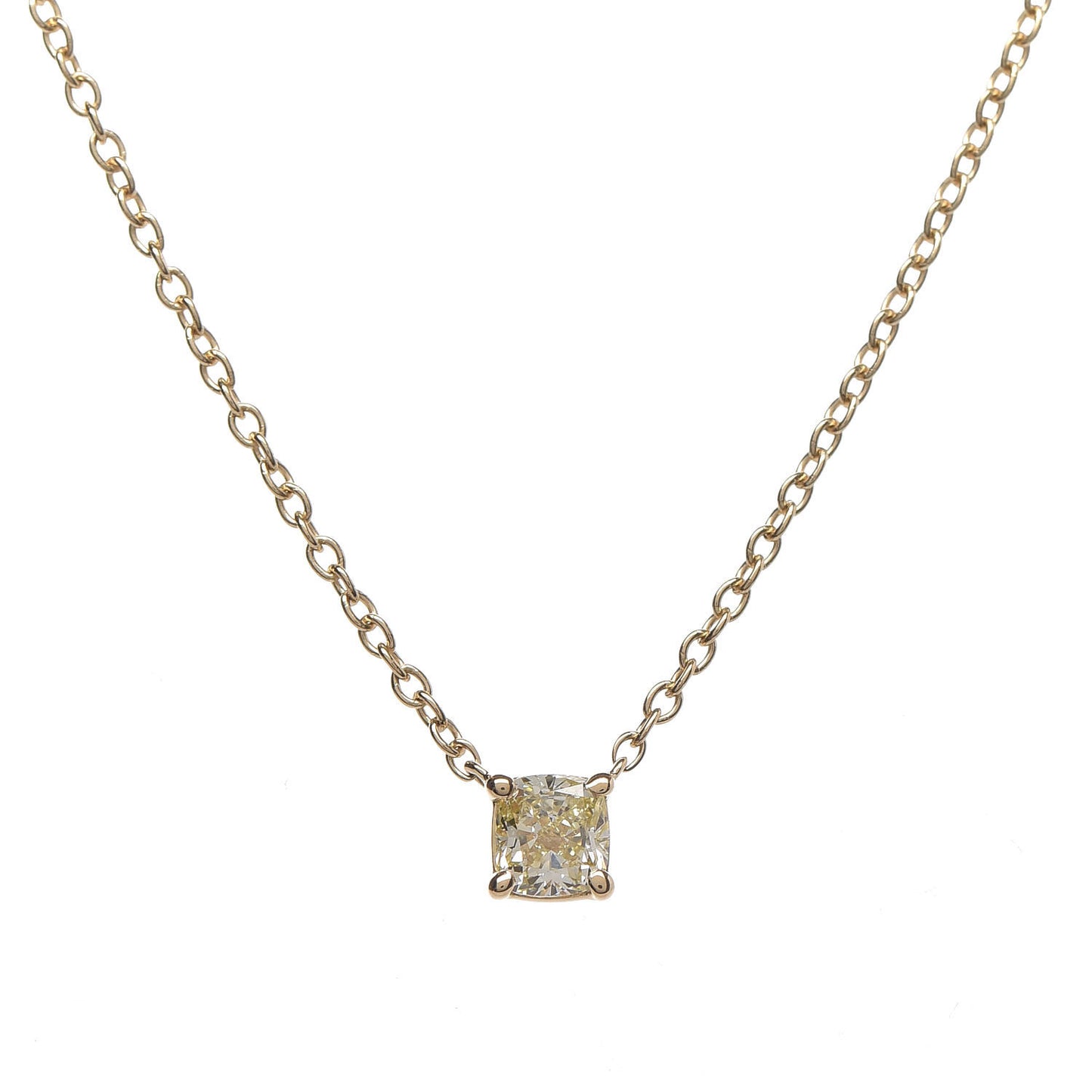 18K Yellow Gold Yellow Diamond .18ct Solitaire Pendant Necklace