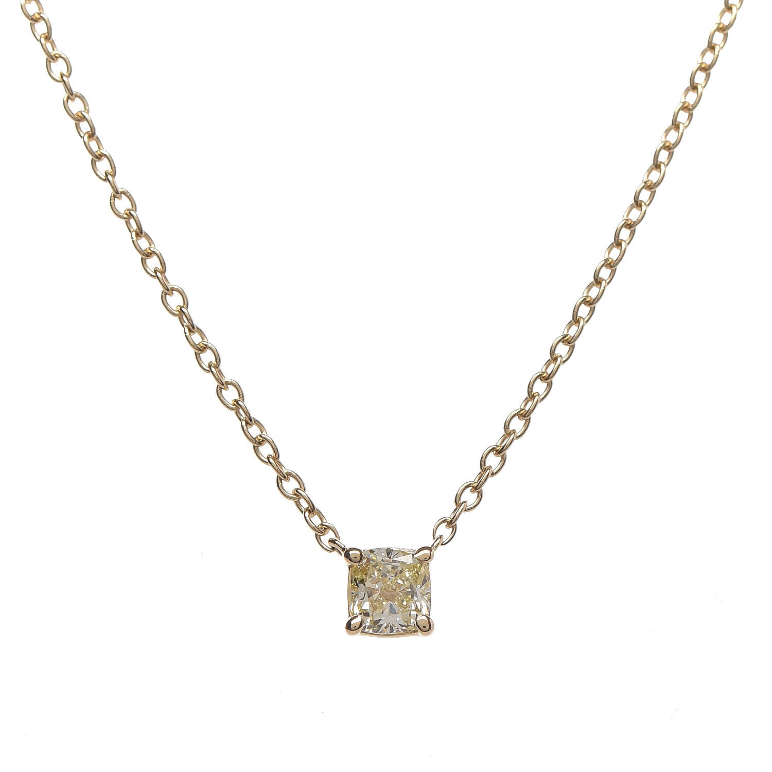 Tiffany 18K Yellow Gold Yellow Diamond .18ct Solitaire Pendant Necklace 4 of 7
