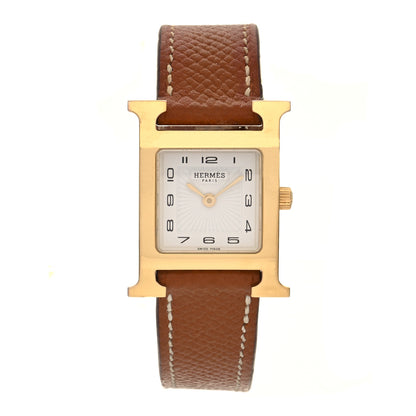 Hermes Stainless Steel Epsom 21mm Heure H Hour Quartz Watch Gold 1 of 5