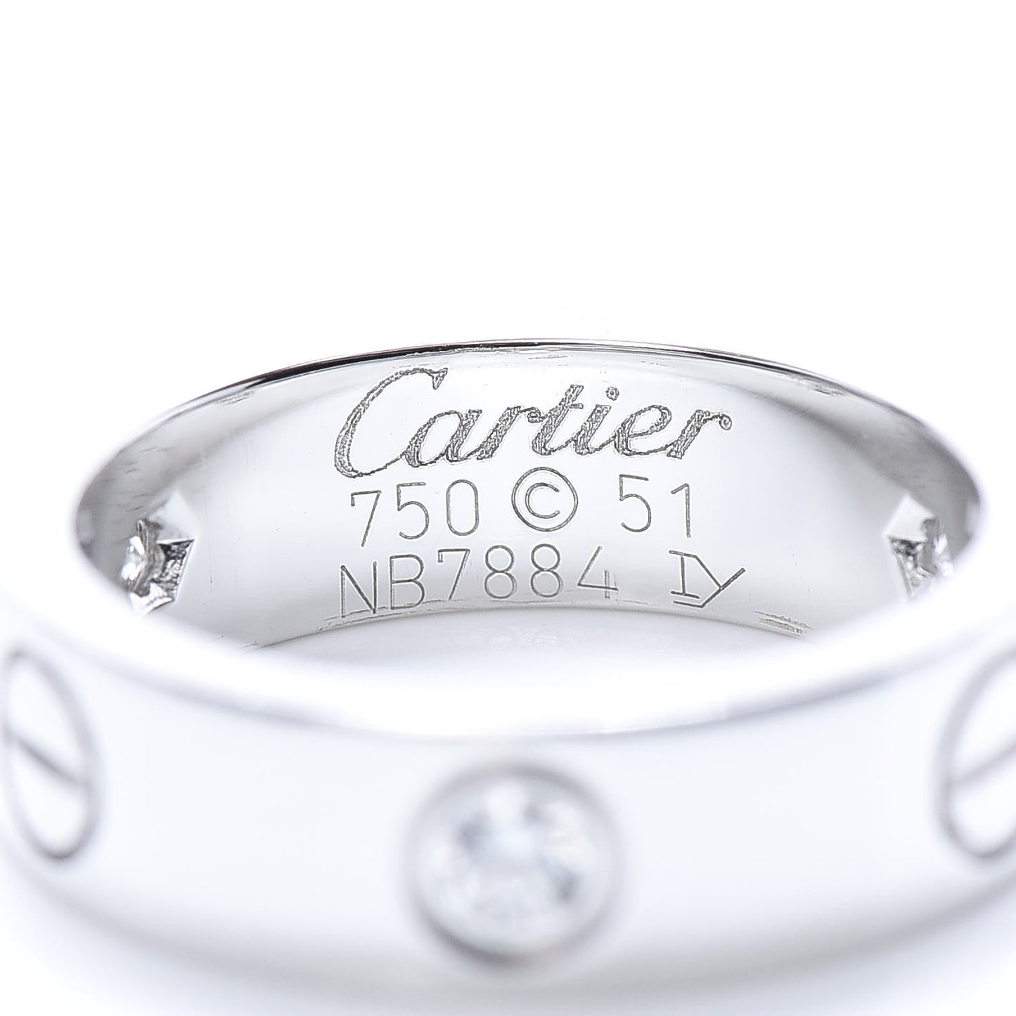 18K White Gold 3 Diamond 5.5mm LOVE Ring 51 5.75