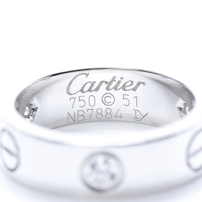 Cartier 18K White Gold 3 Diamond 5.5mm LOVE Ring 51 5.75 4 of 4
