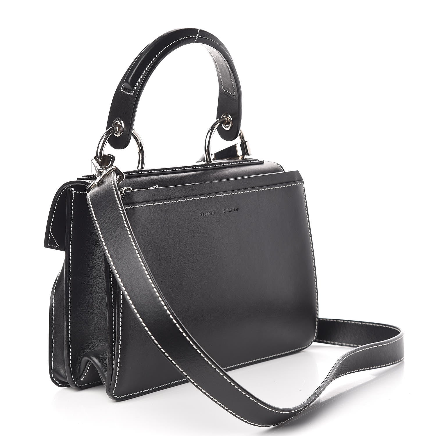 Proenza Schouler Smooth Calfskin Small Hava Top Handle Bag Black 3 of 9