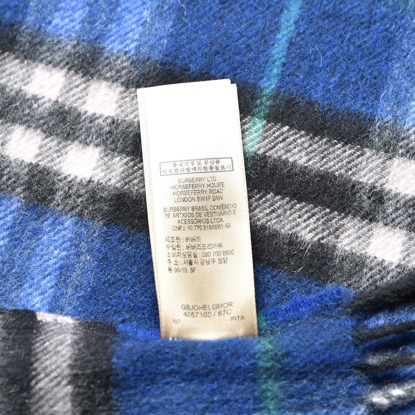 Cashmere Check Scarf Bright Navy