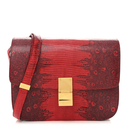 Celine Lizard Medium Classic Box Flap Bag Ruby 1 of 12