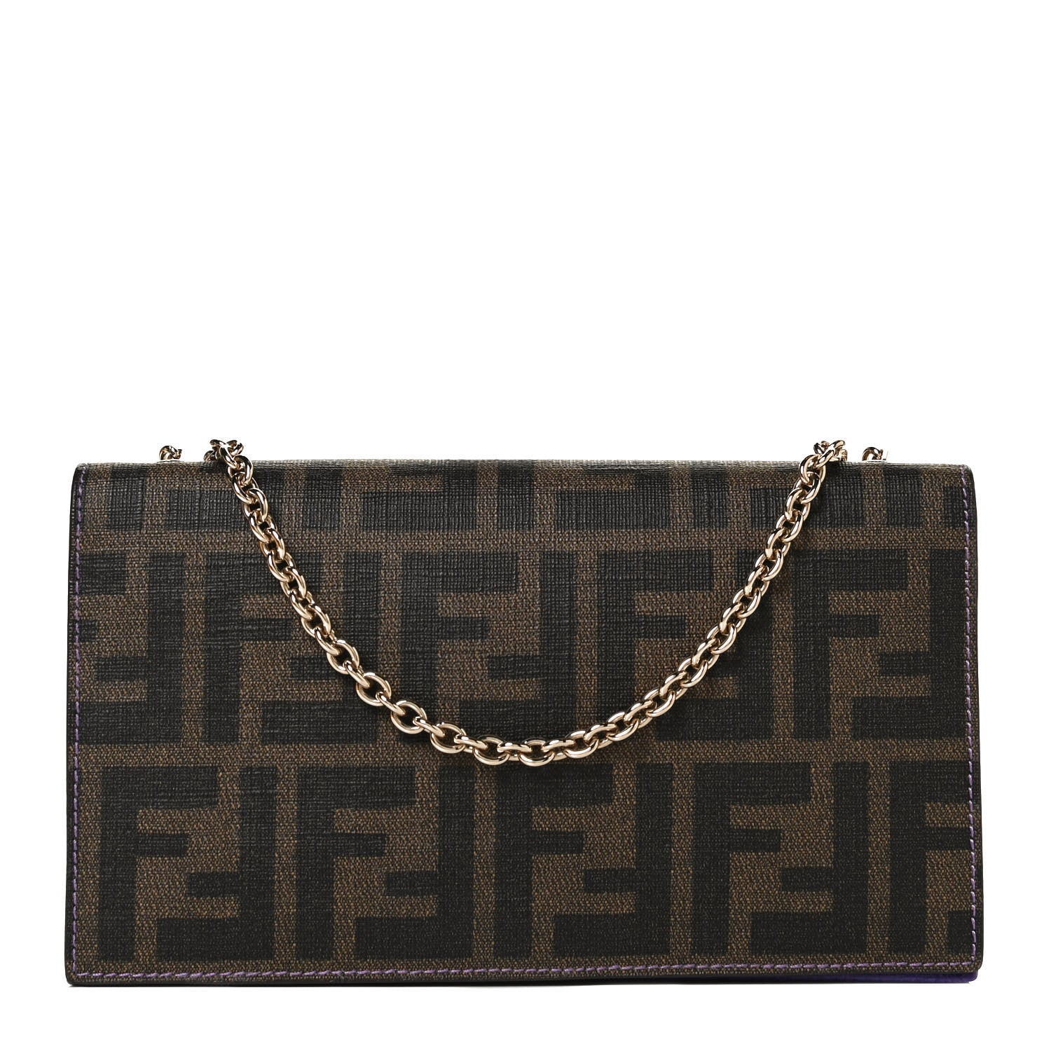 Fendi Zucca Spalmati Chain Clutch Tobacco Purple 1 of 11