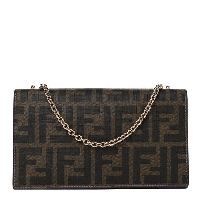 Fendi Zucca Spalmati Chain Clutch Tobacco Purple 1 of 11