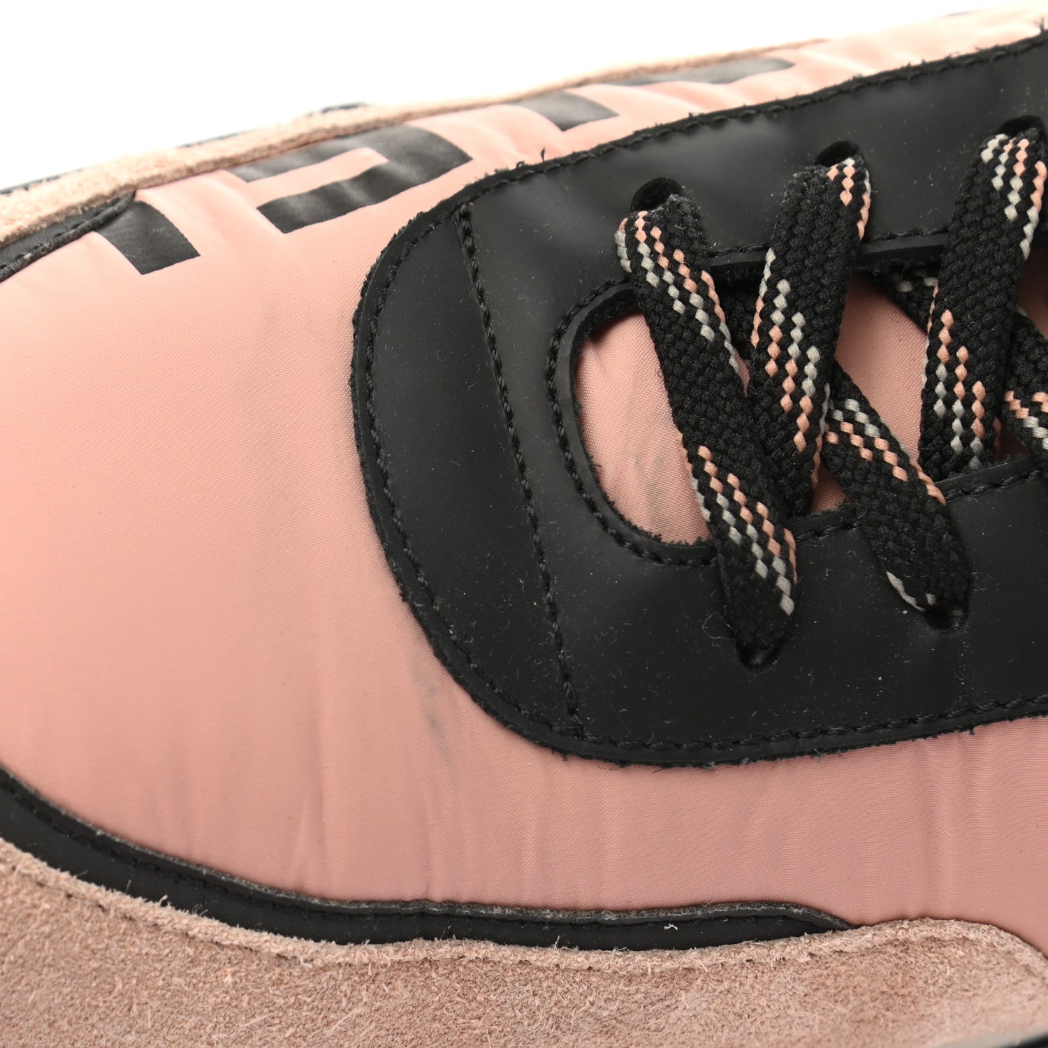 Chanel Nylon Calfskin Suede CC Womens Sneakers 40.5 Pink Black 9 of 11