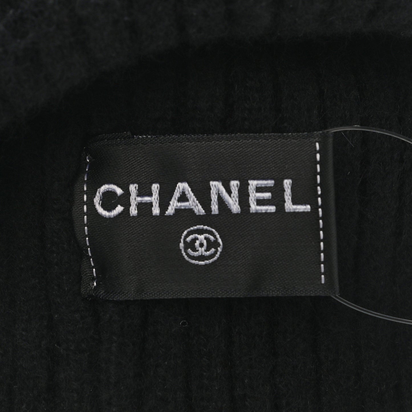 Cashmere Sequins Logo Beanie Hat Black