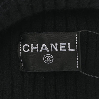 Chanel Cashmere Sequins Logo Beanie Hat Black 4 of 5