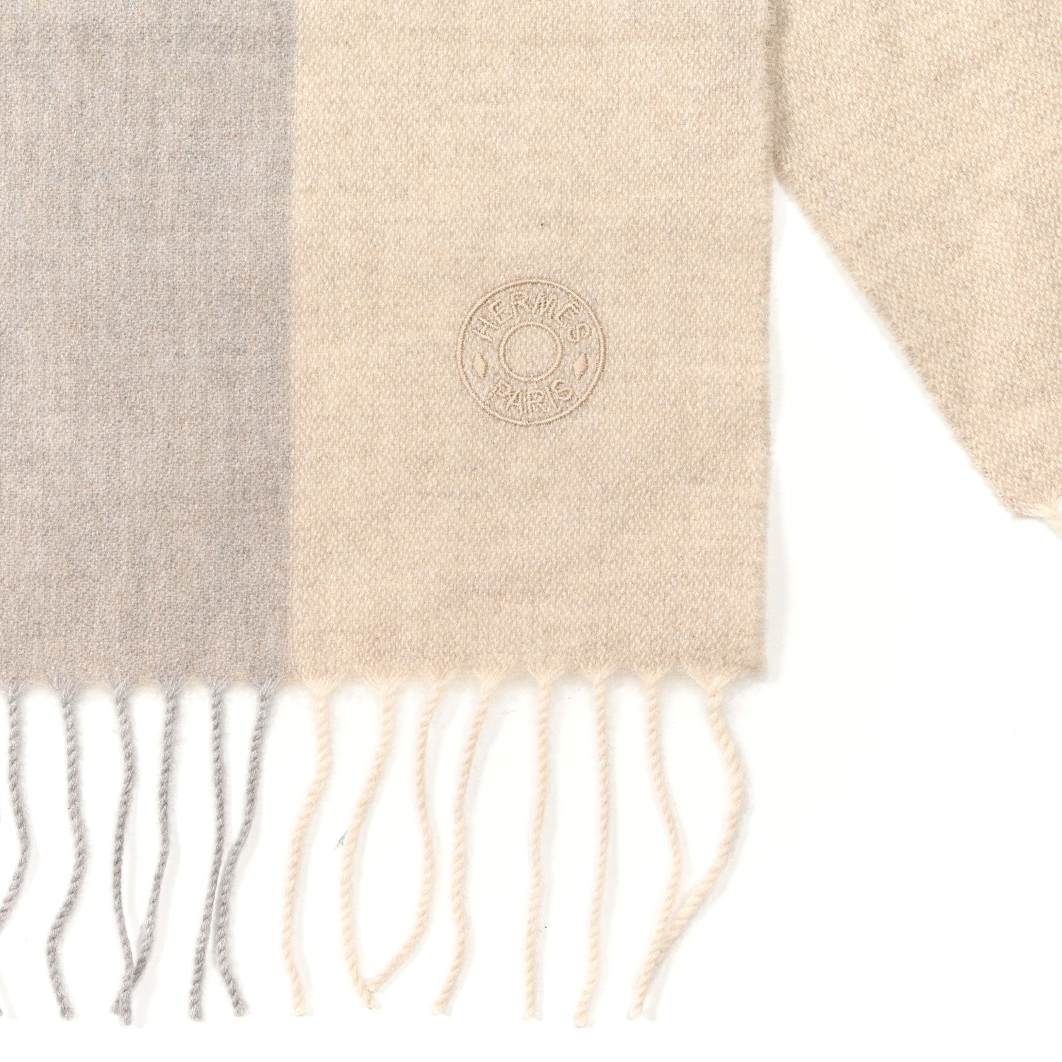 Hermes Cashmere H Summerblock Muffler Beige Chine Brun 3 of 4