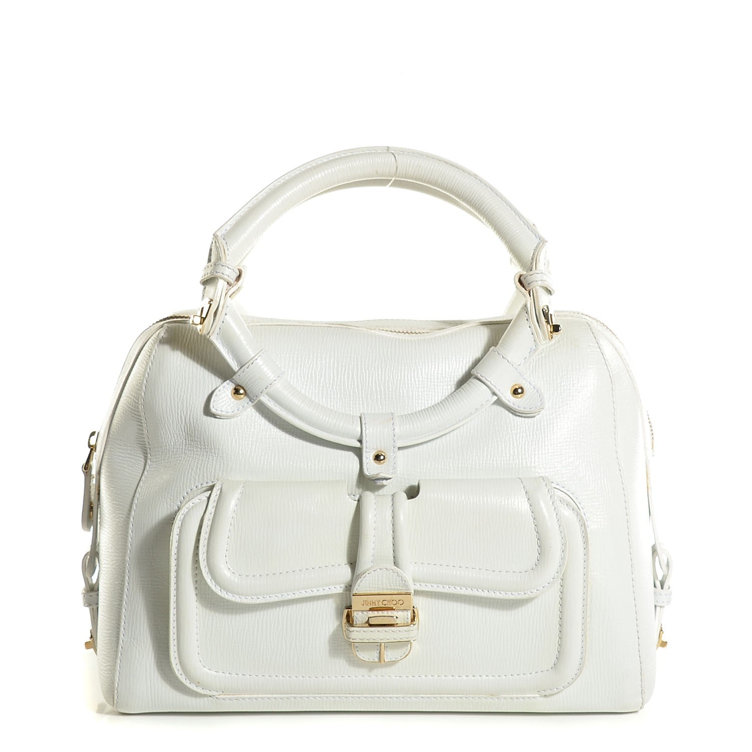 Jimmy Choo Textured Calfskin Tahula Satchel White 1 of 6
