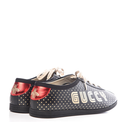 Gucci X SEGA Calfskin GUCCY Stars Mens Falacer Sneakers 8.5 Black 4 of 11